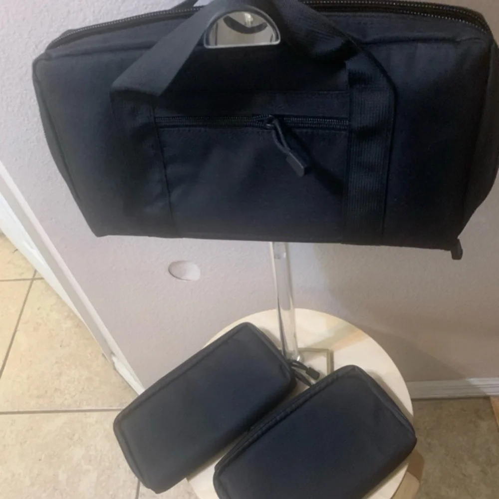 New! “HYOOG” Black  Men's Travel Bags. Set of Three Bags. Measure 13” x 7” x 3”